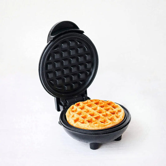 InstaCuppa Mini Waffle Maker For Individual Waffles, Non-stick, Easy To Clean, Portable, 4 inch, Black 