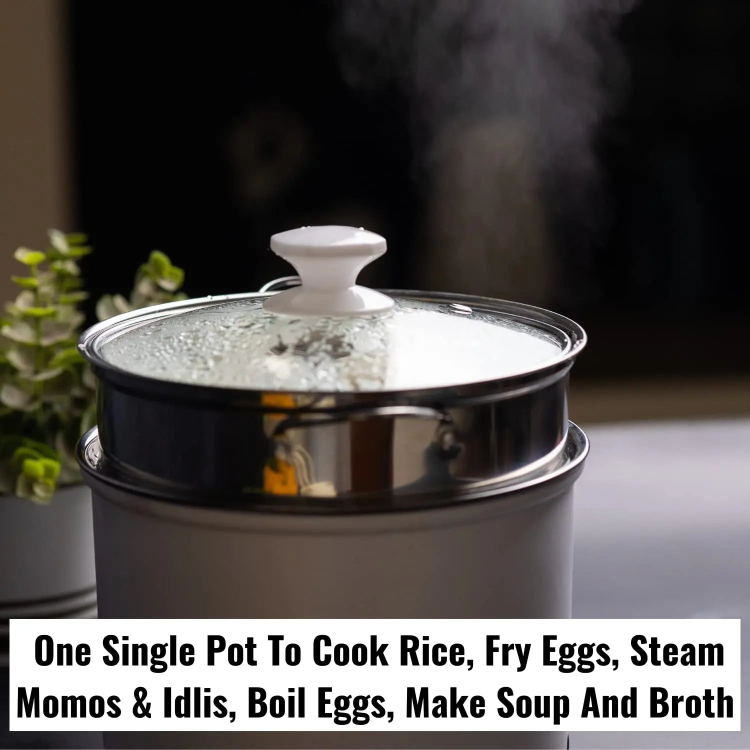 InstaCuppa Multipurpose Electric Kettle Cum Cooker with Free Steamer for Momos & Vegetables, Boiler Trays for Idly & Eggs, 1.2 Liter, 600 Watts 