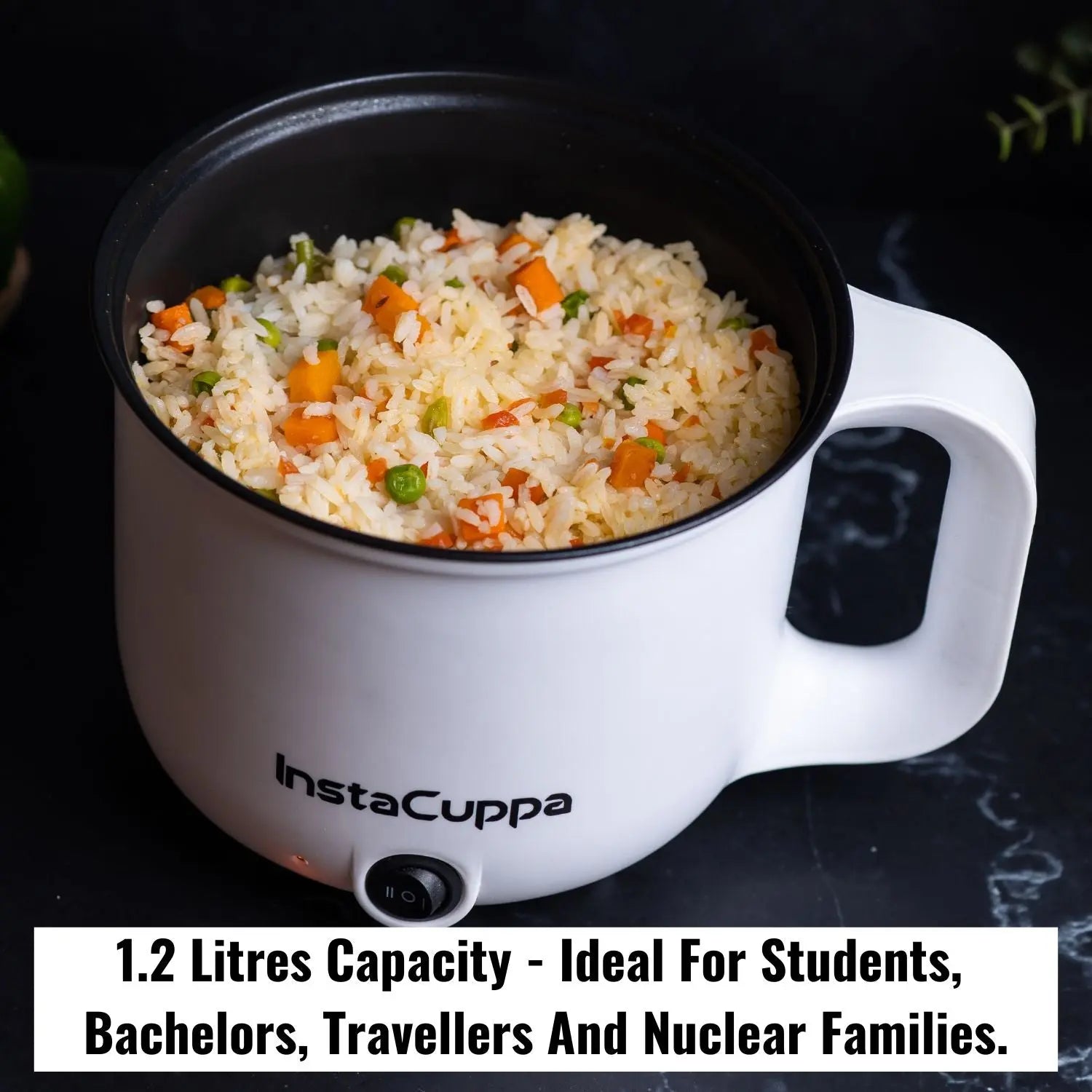 InstaCuppa Multipurpose Electric Kettle Cum Cooker with Free Steamer for Momos & Vegetables, Boiler Trays for Idly & Eggs, 1.2 Liter, 600 Watts 