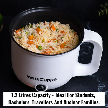 InstaCuppa Multipurpose Electric Kettle Cum Cooker with Non-Stick Inner, Includes Free Steamer, Boiler Trays for Idly & Eggs, 1.2 Liter, 600 Watts 