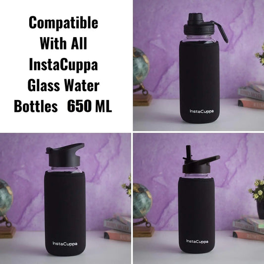 InstaCuppa Neoprene Silicone Sleeve Add on for Glass Bottle 650 ML/1000 ML