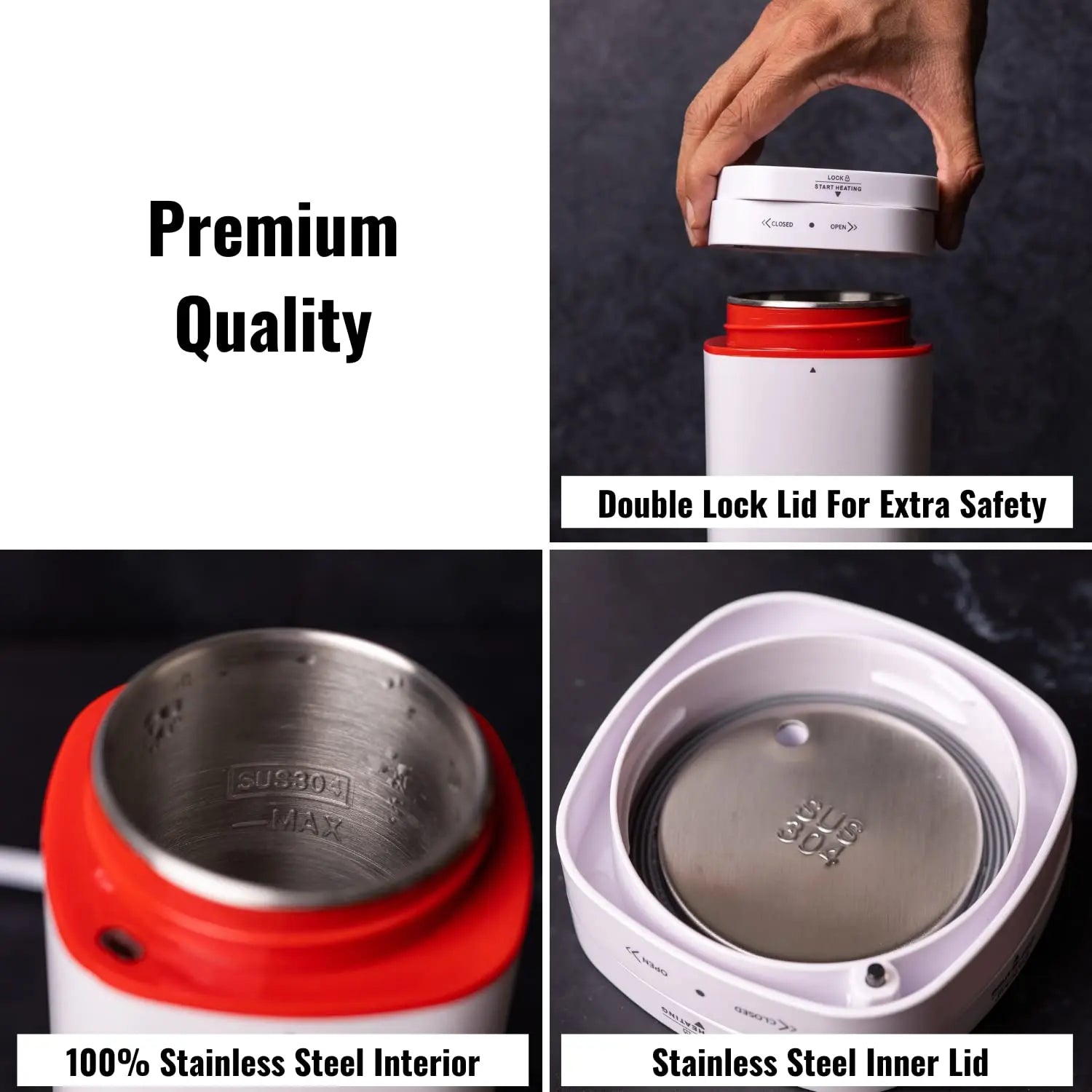 InstaCuppa Portable Electric Kettle, Travel Electric Water Bottle For Boiling Hot Water, Automatic Shut Off, Dry Boil Protection, 500 ML, 300 Watts 
