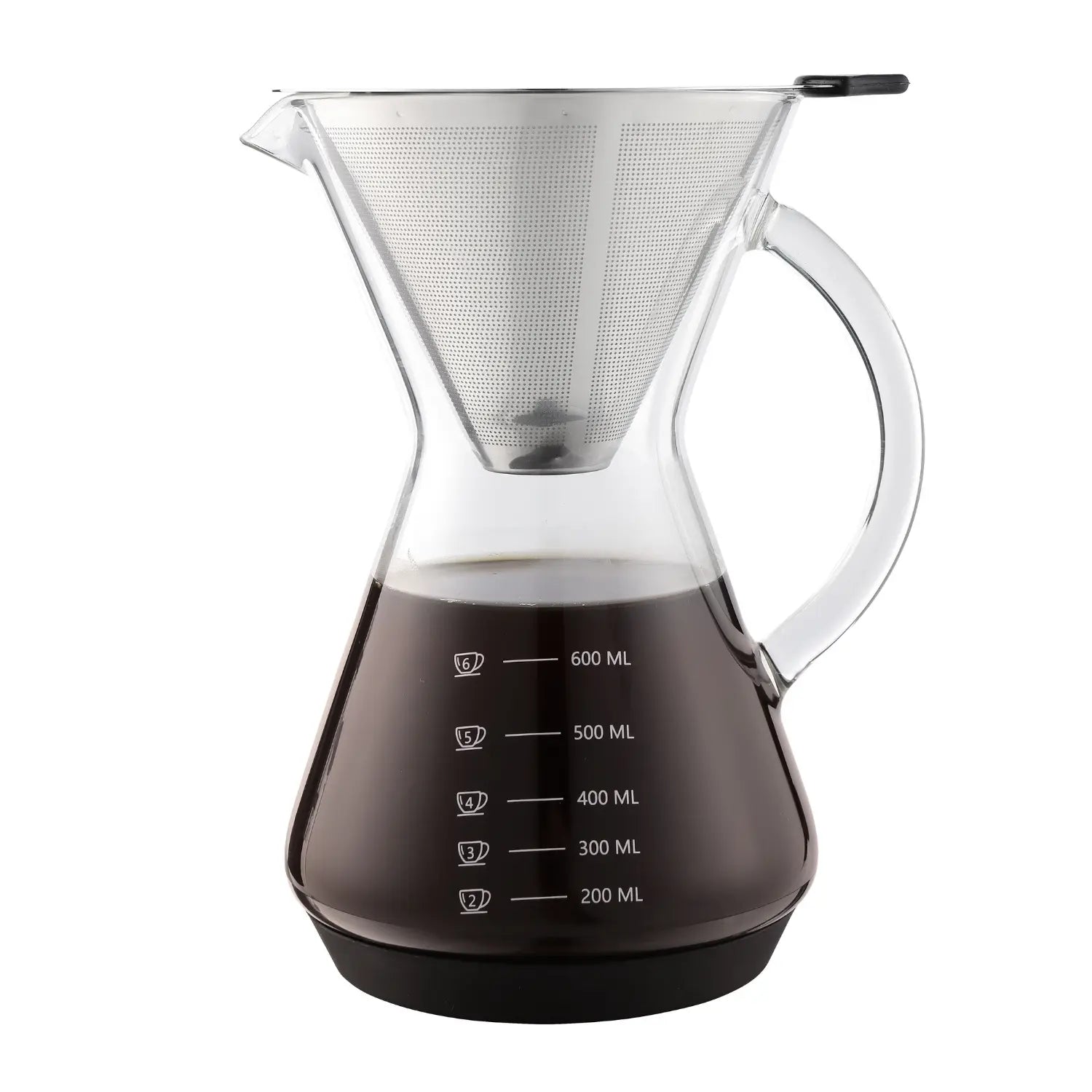 InstaCuppa Pour Over Drip Coffee Maker with Borosilicate Glass Carafe, Stainless Steel Filter Dripper, Silicone Sleeve for Extra Protection, 800 ML 
