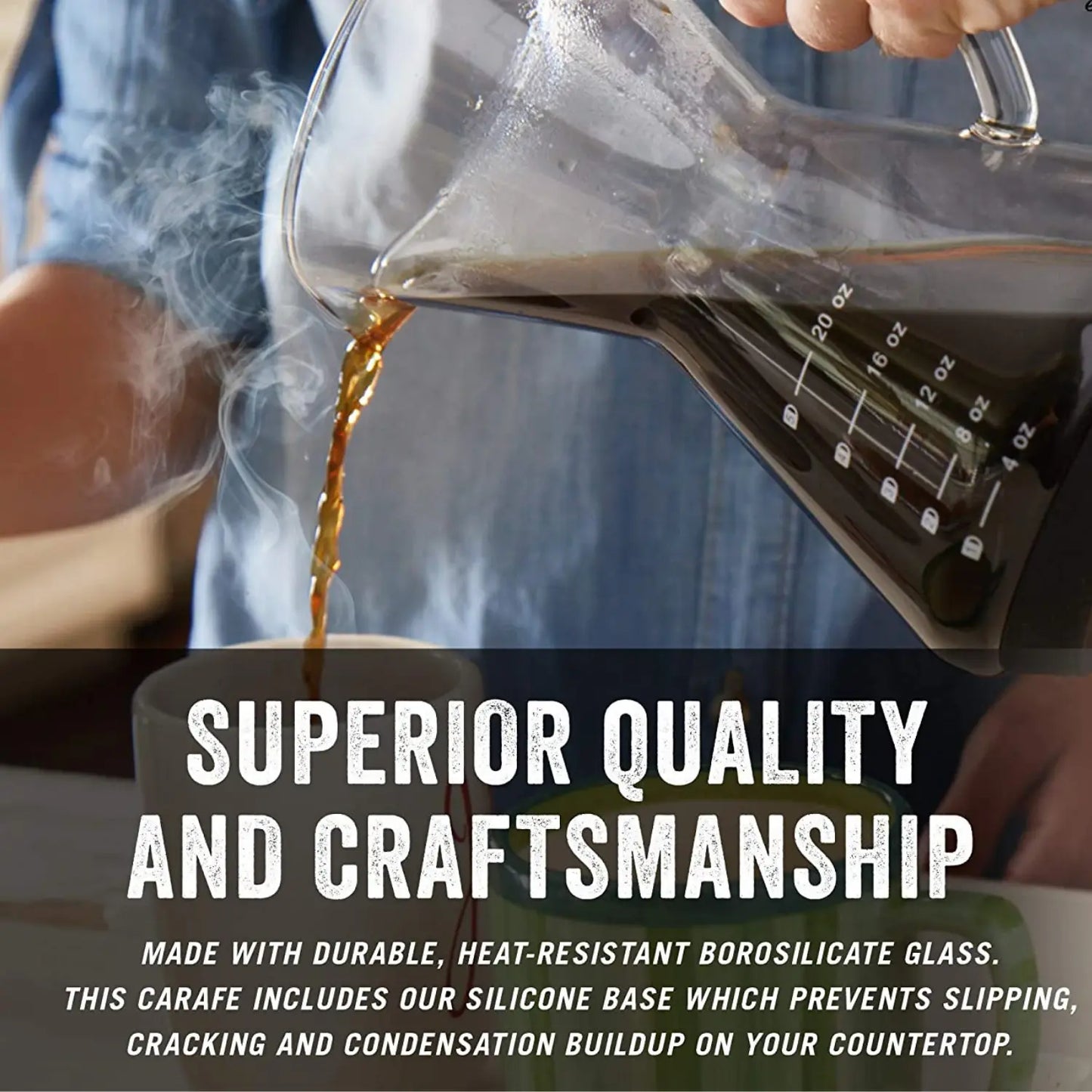 InstaCuppa Pour Over Drip Coffee Maker with Borosilicate Glass Carafe, Stainless Steel Filter Dripper, Silicone Sleeve for Extra Protection, 800 ML 