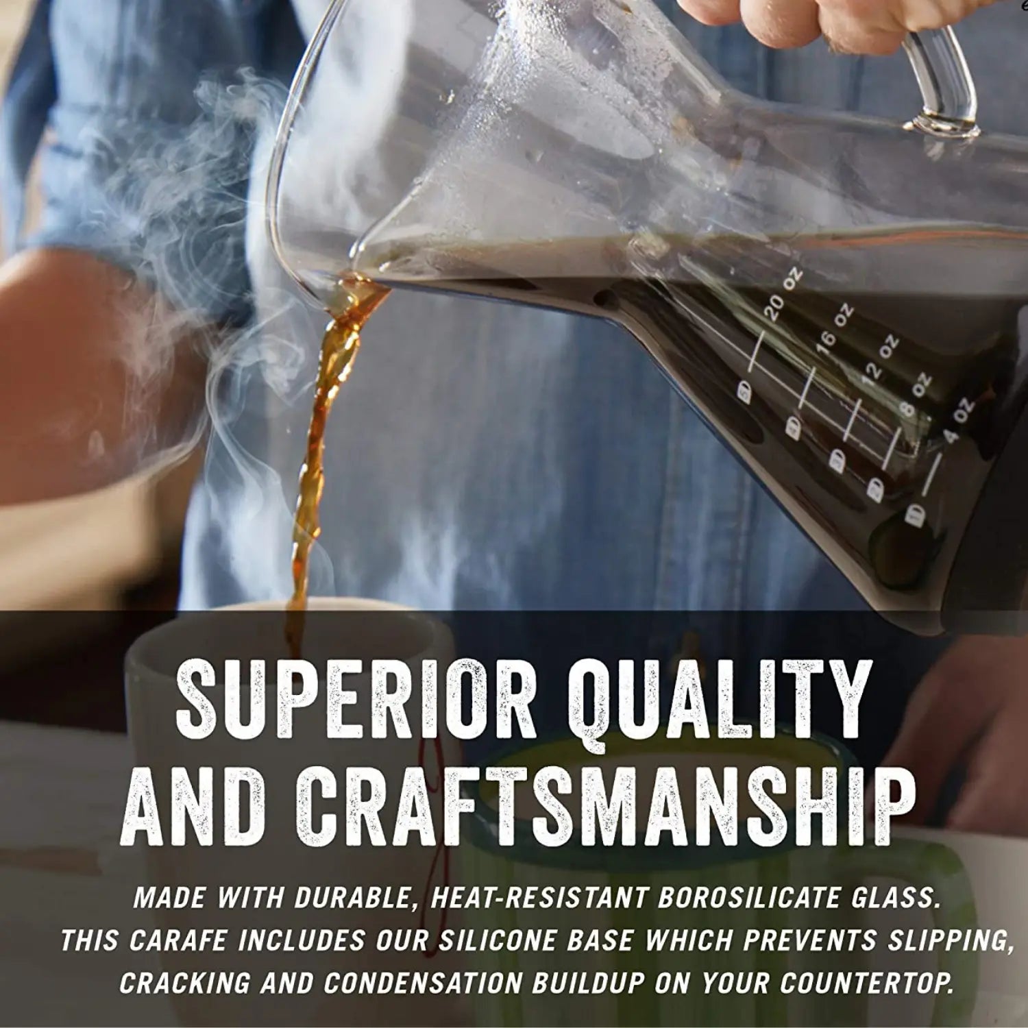 InstaCuppa Pour Over Drip Coffee Maker with Borosilicate Glass Carafe, Stainless Steel Filter Dripper, Silicone Sleeve for Extra Protection, 800 ML 