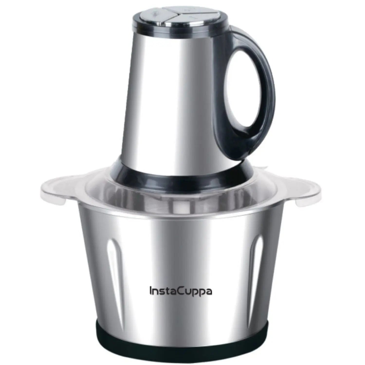 InstaCuppa Premium Electric Chopper with 3 Unique Attachments - Garlic Peeler, Stainless Steel Chopping Blades, Egg Beater - 3 Adjustable Speed Settings, Easy To Grip Handle, Unbreakable Bowl, 2000 ML 