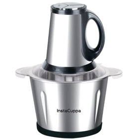 InstaCuppa Premium Electric Chopper with 3 Unique Attachments - Garlic Peeler, Stainless Steel Chopping Blades, Egg Beater - 3 Adjustable Speed Settings, Easy To Grip Handle, Unbreakable Bowl, 2000 ML 