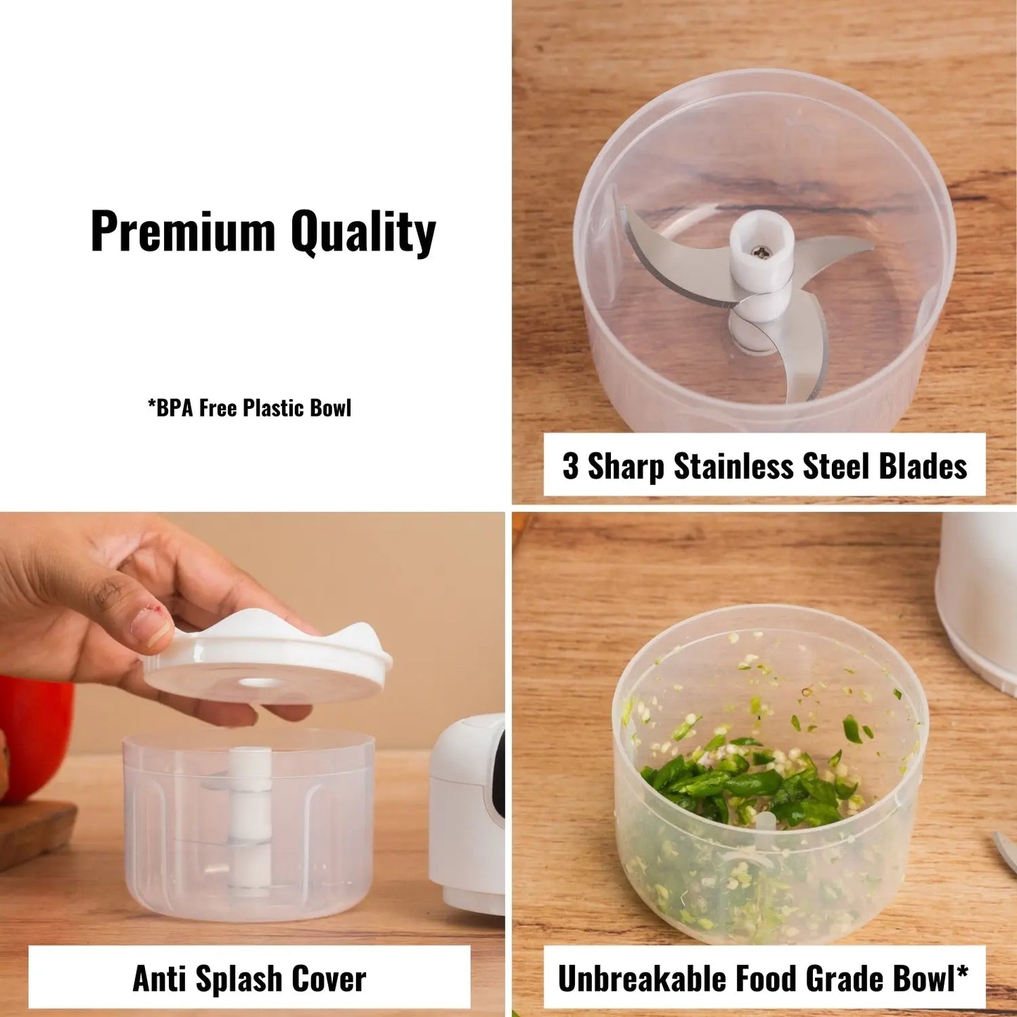InstaCuppa Rechargeable Mini Electric Chopper, Chops In Less Than 10secs, Simple One Touch Operation, Long Battery Life, Easy To Carry Around 