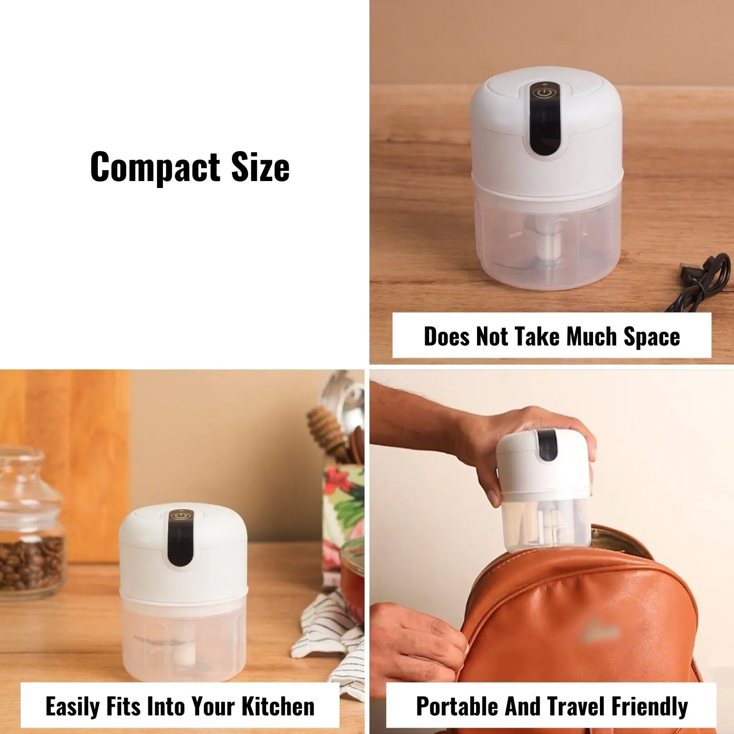 InstaCuppa Rechargeable Mini Electric Chopper, Chops In Less Than 10secs, Simple One Touch Operation, Long Battery Life, Easy To Carry Around 