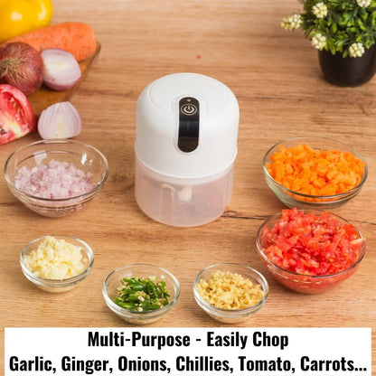 InstaCuppa Rechargeable Mini Electric Chopper, Chops In Less Than 10secs, Simple One Touch Operation, Long Battery Life, Easy To Carry Around 