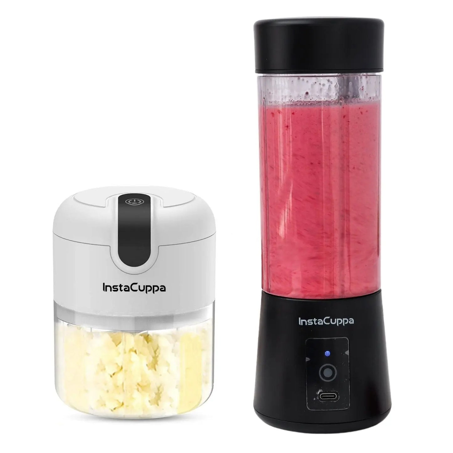 InstaCuppa Rechargeable Mini Electric Chopper, Chops In Less Than 10secs, Simple One Touch Operation, Long Battery Life, Easy To Carry Around 