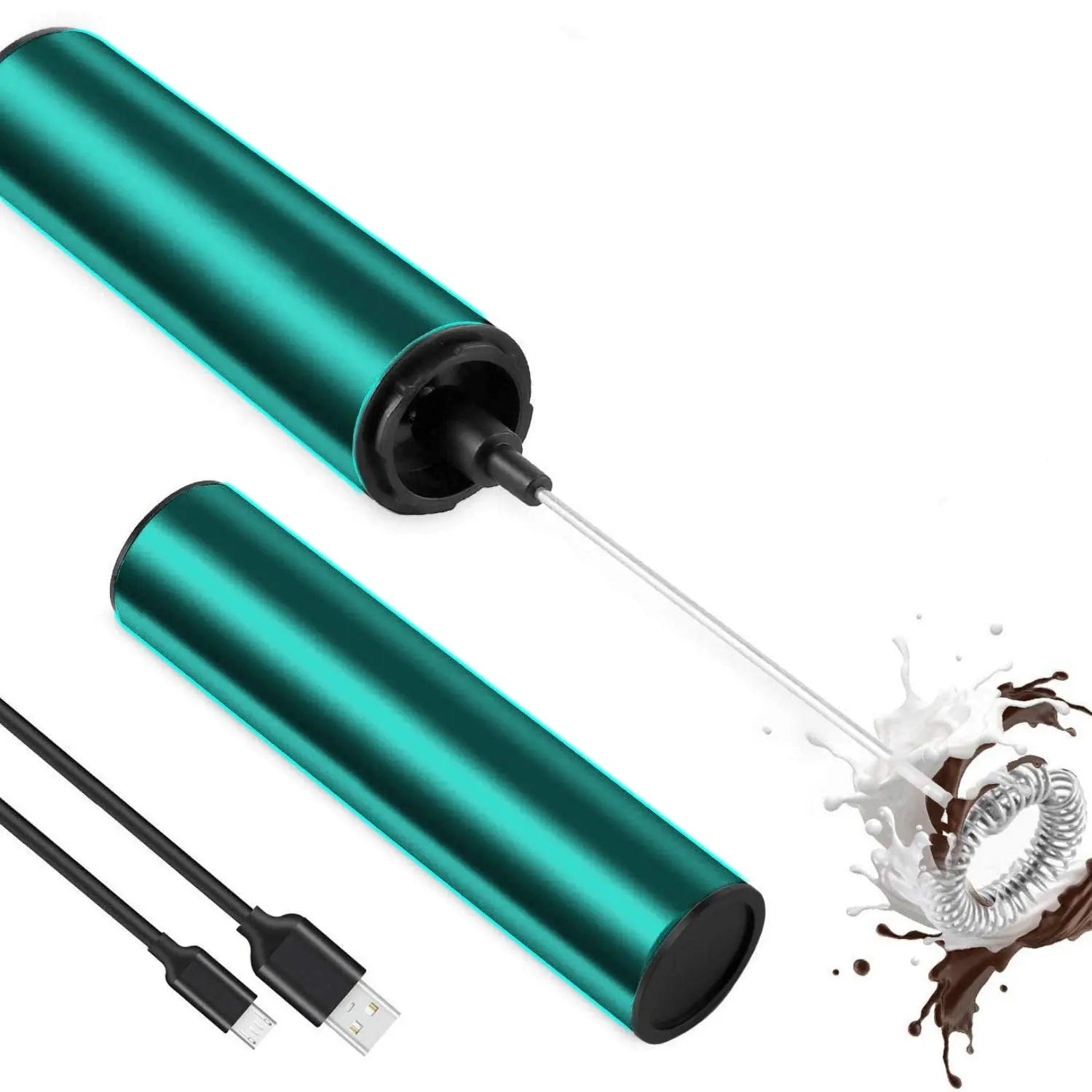 InstaCuppa Rechargeable Travel Milk Frother with 3 Speed Settings, 4 Stainless Steel Whisks (Classic Froth, Thick Foam, Egg Beater, Protein Mixer) Coffee Beater for Lattes & Cappuccino  Green