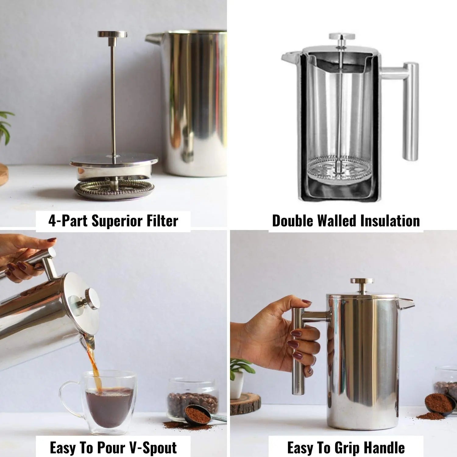 Order 4 Part Superior Filter on French Press Coffee Maker