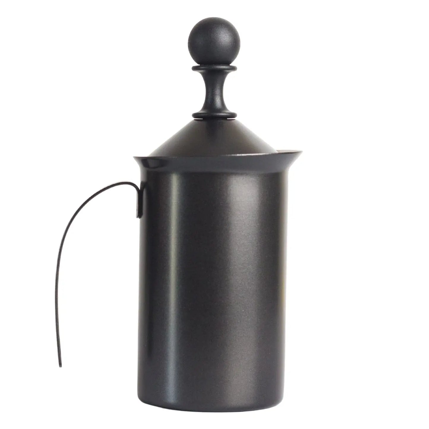 InstaCuppa Stainless Steel Manual Milk Frother, Foam Maker with Double Layer Mesh Plunger, Easy To Grip Handle  600 ML / Black