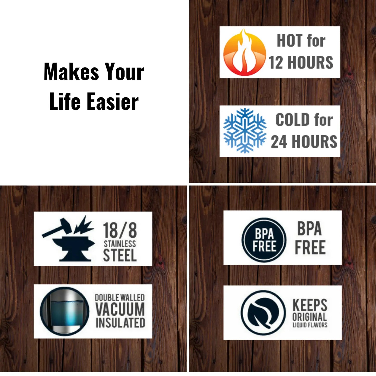 InstaCuppa Stainless Steel Thermos Flask Water Bottle with Sports Sipper Lid, Double Walled Vacuum Insulation 