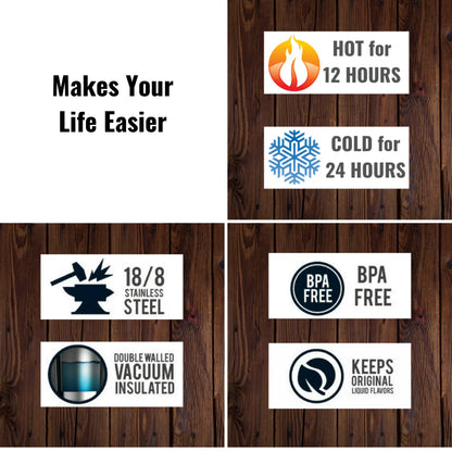 InstaCuppa Stainless Steel Thermos Flask Water Bottle with Sports Sipper Lid, Double Walled Vacuum Insulation 