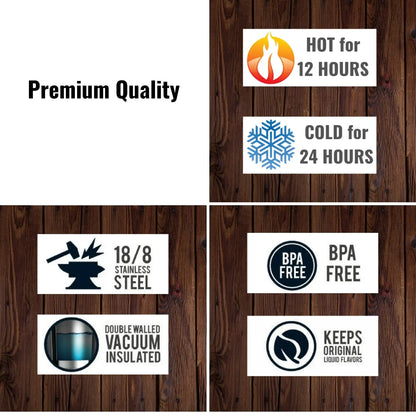 InstaCuppa Stainless Steel Thermos Flask Water Bottle with Sports Sipper Lid, Double Walled Vacuum Insulation 