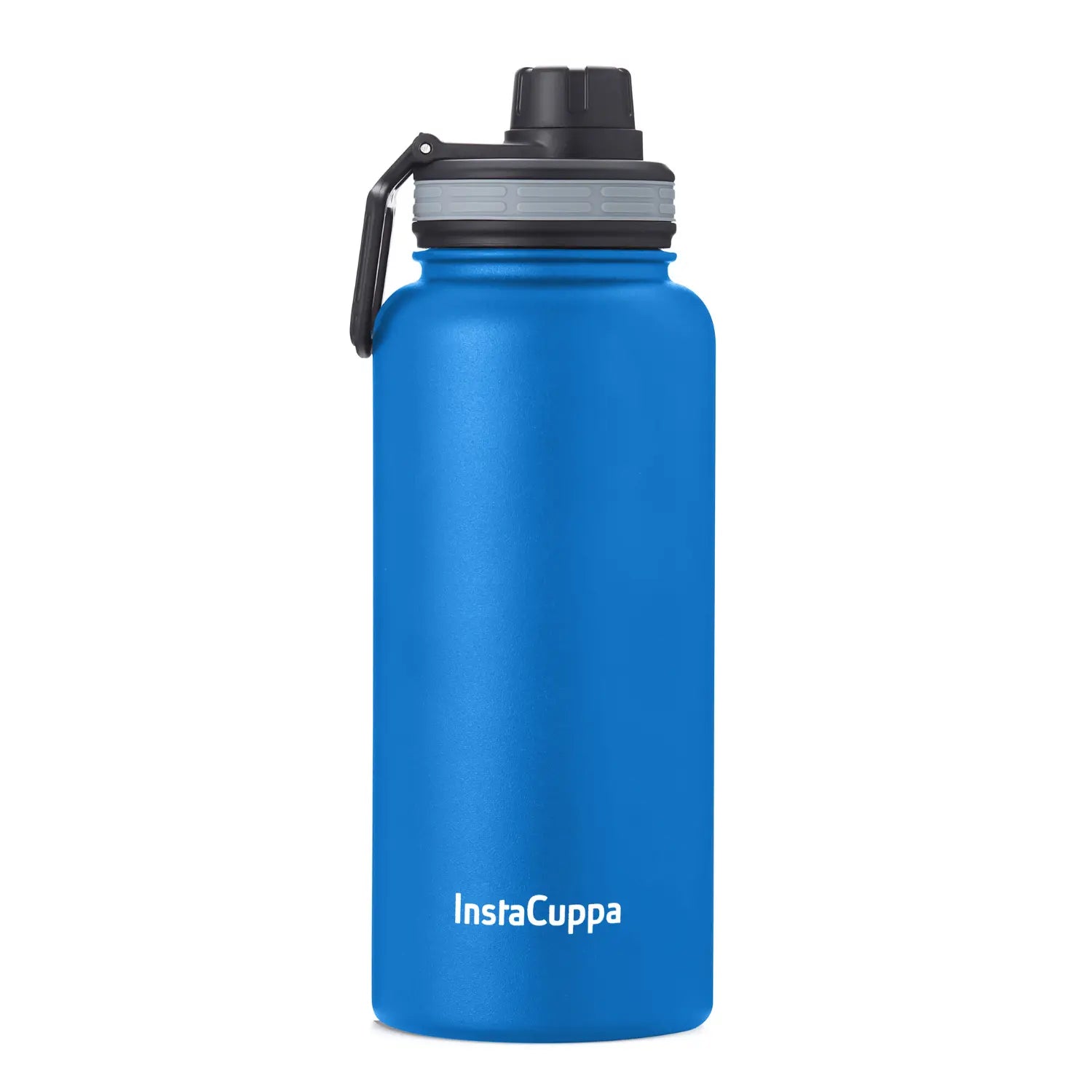 InstaCuppa Stainless Steel Thermos Flask Water Bottle with Sports Sipper Lid, Double Walled Vacuum Insulation  1250 ML / Blue