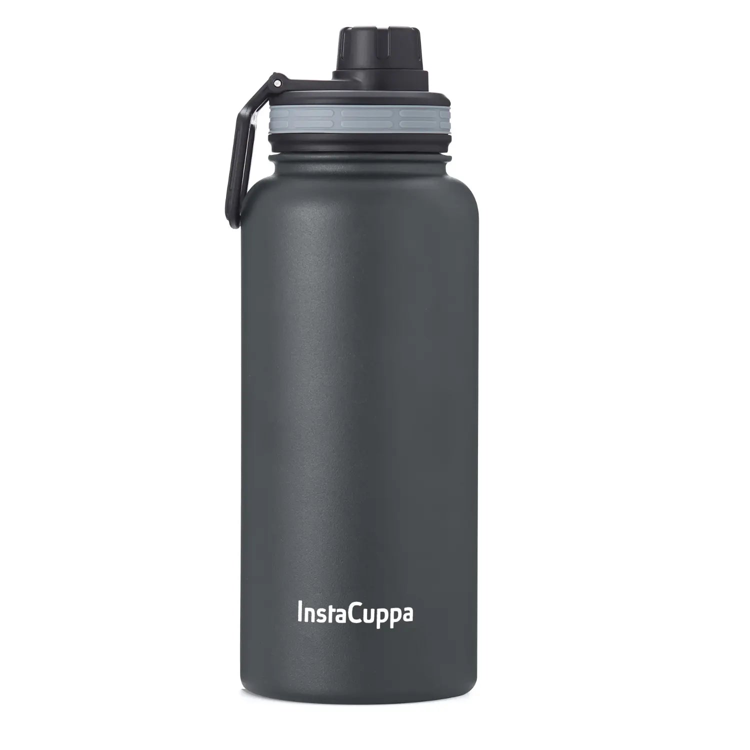 InstaCuppa Stainless Steel Thermos Flask Water Bottle with Sports Sipper Lid, Double Walled Vacuum Insulation  1250 ML / Grey
