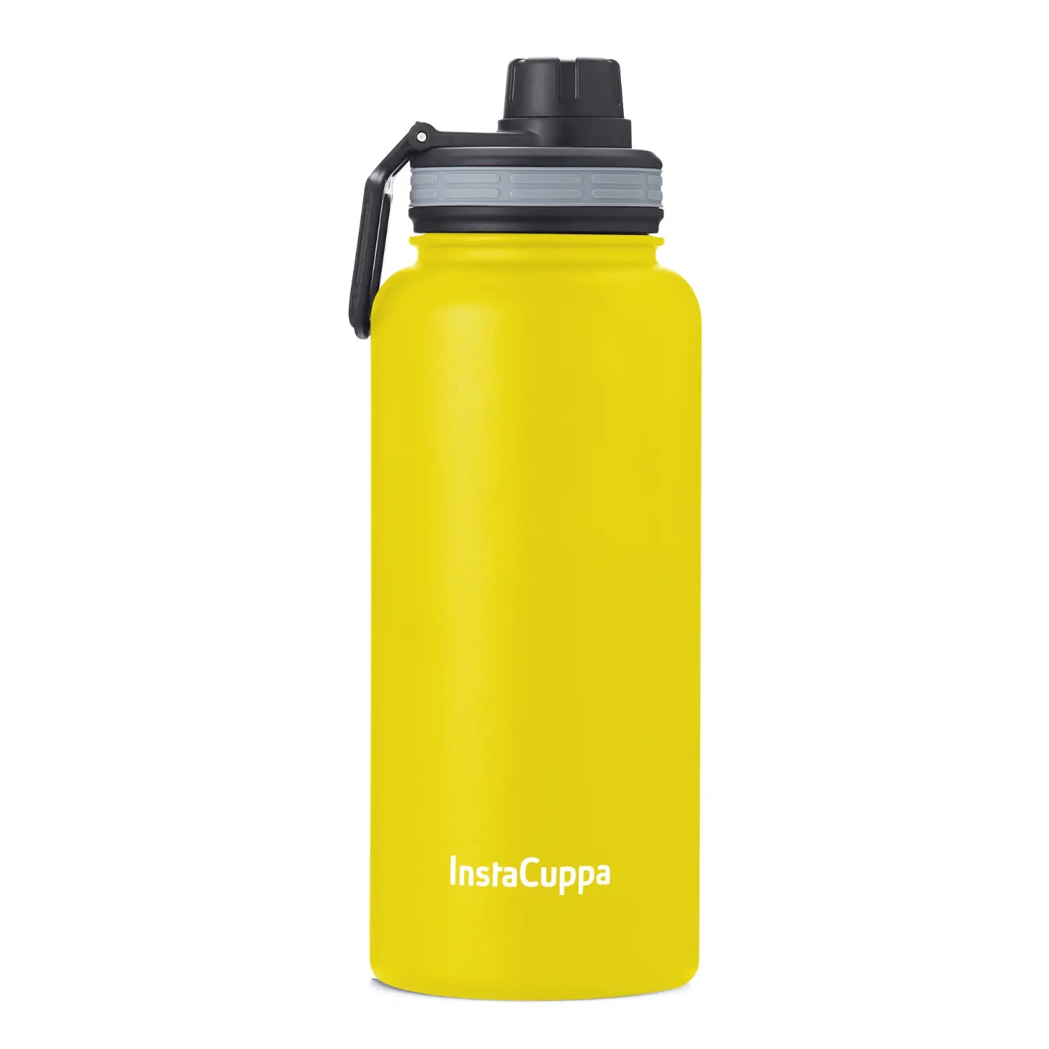 InstaCuppa Stainless Steel Thermos Flask Water Bottle with Sports Sipper Lid, Double Walled Vacuum Insulation  1250 ML / Yellow