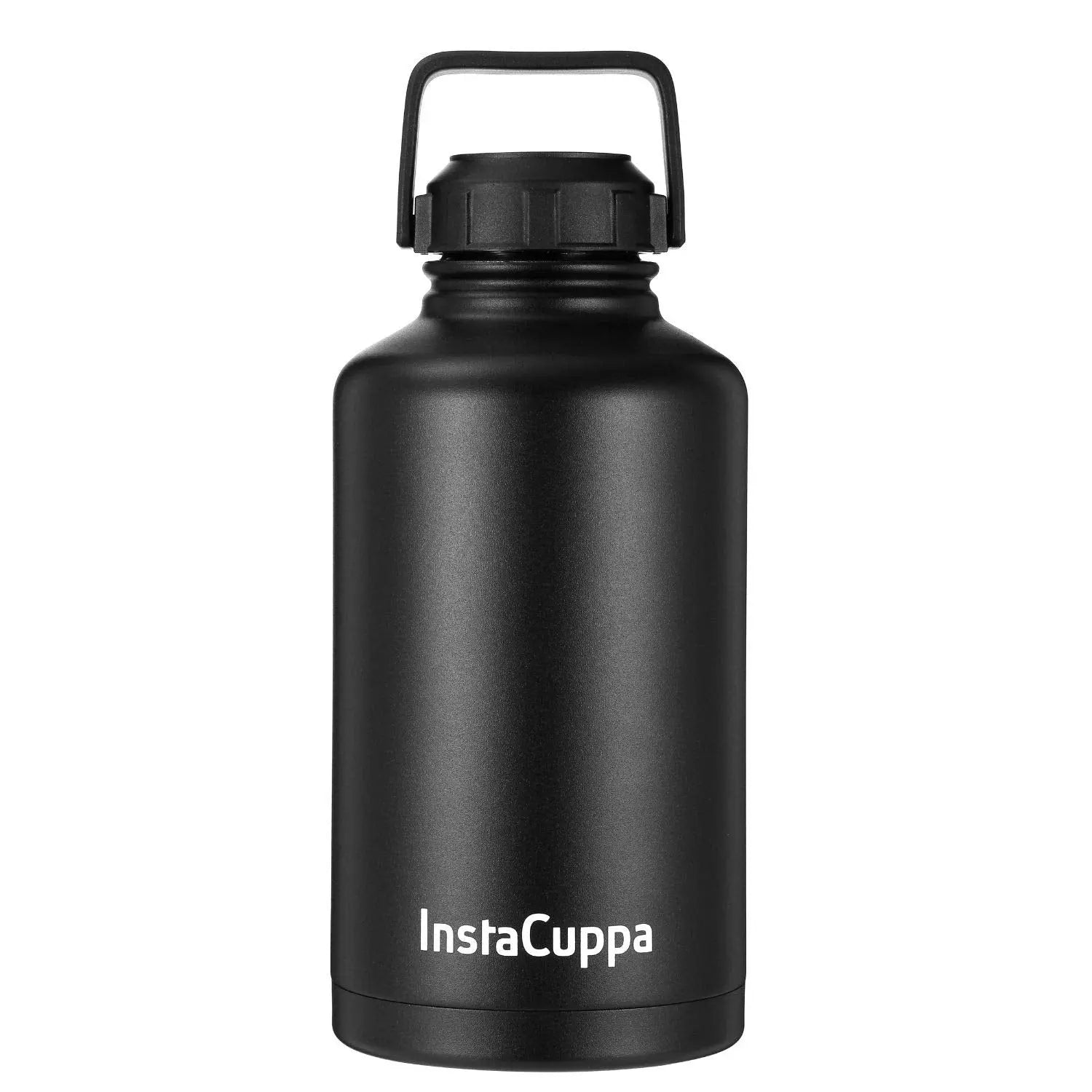 InstaCuppa Stainless Steel Thermos Flask Water Bottle with Sports Sipper Lid, Double Walled Vacuum Insulation  2000 ML / Black