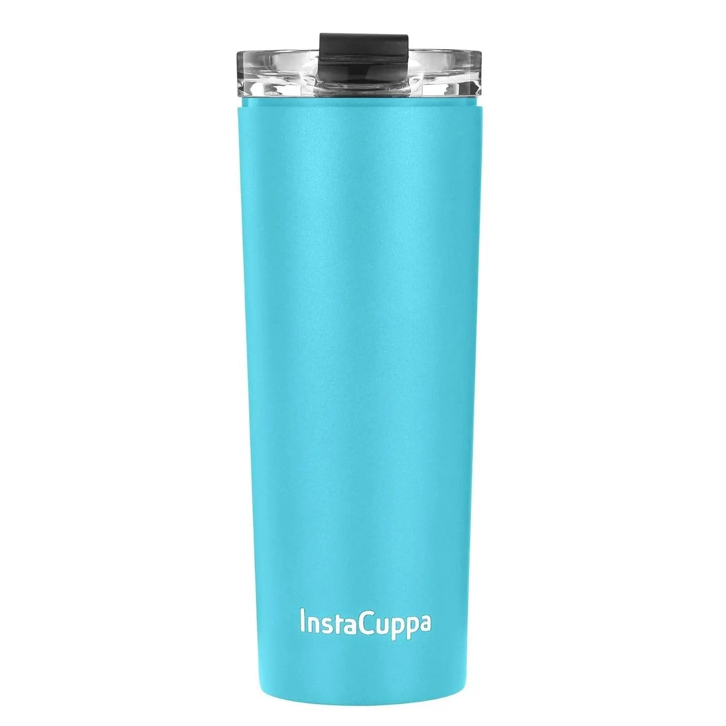 InstaCuppa Stainless Steel Thermos Travel Mug with Double Walled Vacuum Insulation, Flip Top Sipper Lid, Anti-Slip Silicone Grip  470 ML / Green