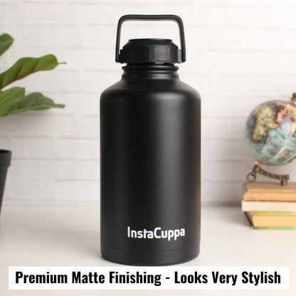 InstaCuppa Thermos Bottle 2000 mL, Double-Wall Thermos Flask, Vacuum Insulated Stainless Steel | Retains Hot and Cold Temperatures, Black 