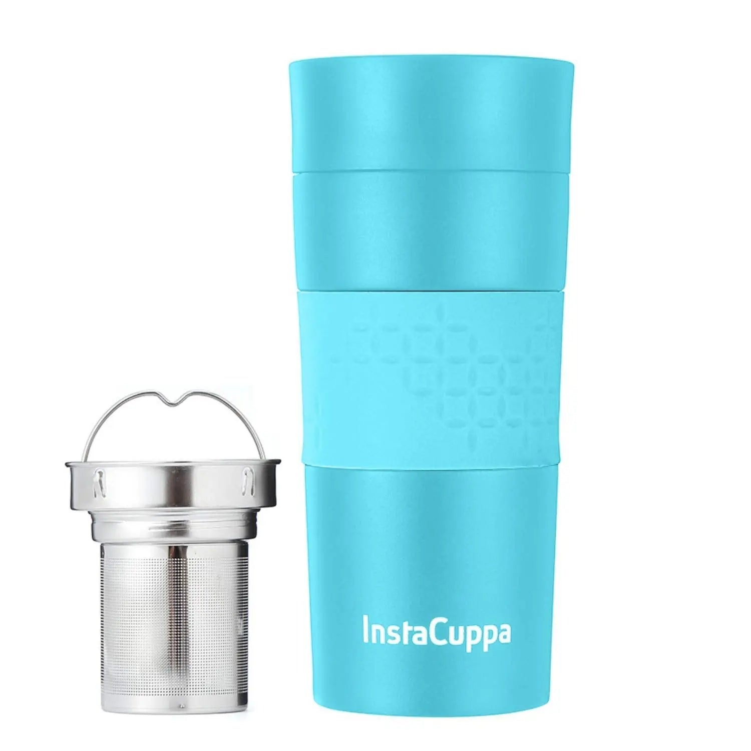 InstaCuppa Thermos Tea Infuser Travel Mug - Stainless Steel Infusion Unit, Double Walled Vacuum Insulation, Sipper Lid, Silicone Grip  350 ML / Green