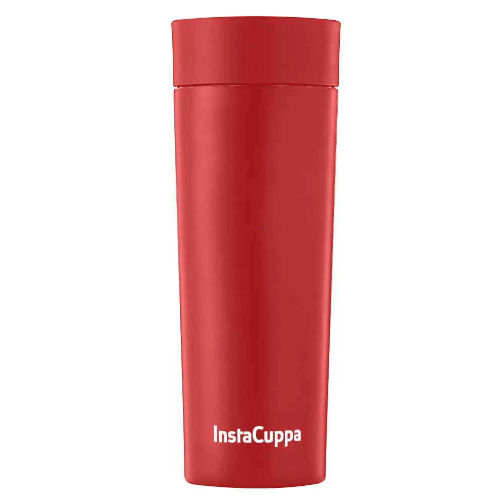 InstaCuppa Thermos Travel Mug for Coffee, Tea - Double Walled Steel Flask, Vacuum Insulated, Leak Proof, Premium Matte Finish  470 ML / Red