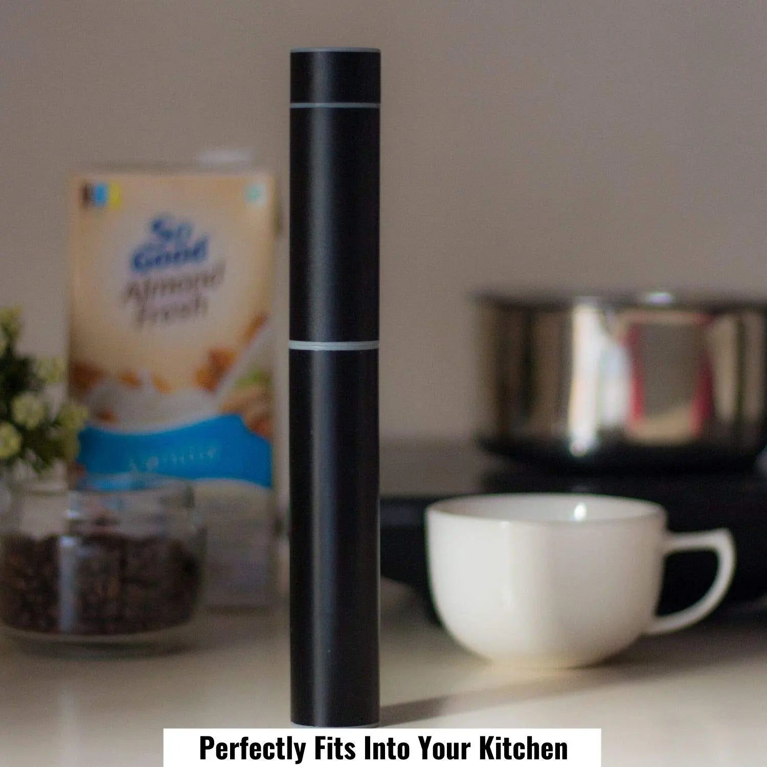 InstaCuppa coffee beater frothing milk and pouring into latte - cafe-style in 15 seconds