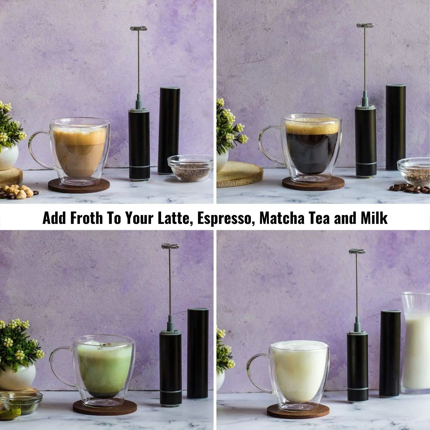 InstaCuppa coffee beater premium build - 201 steel body, 304 steel whisks, travel cover included