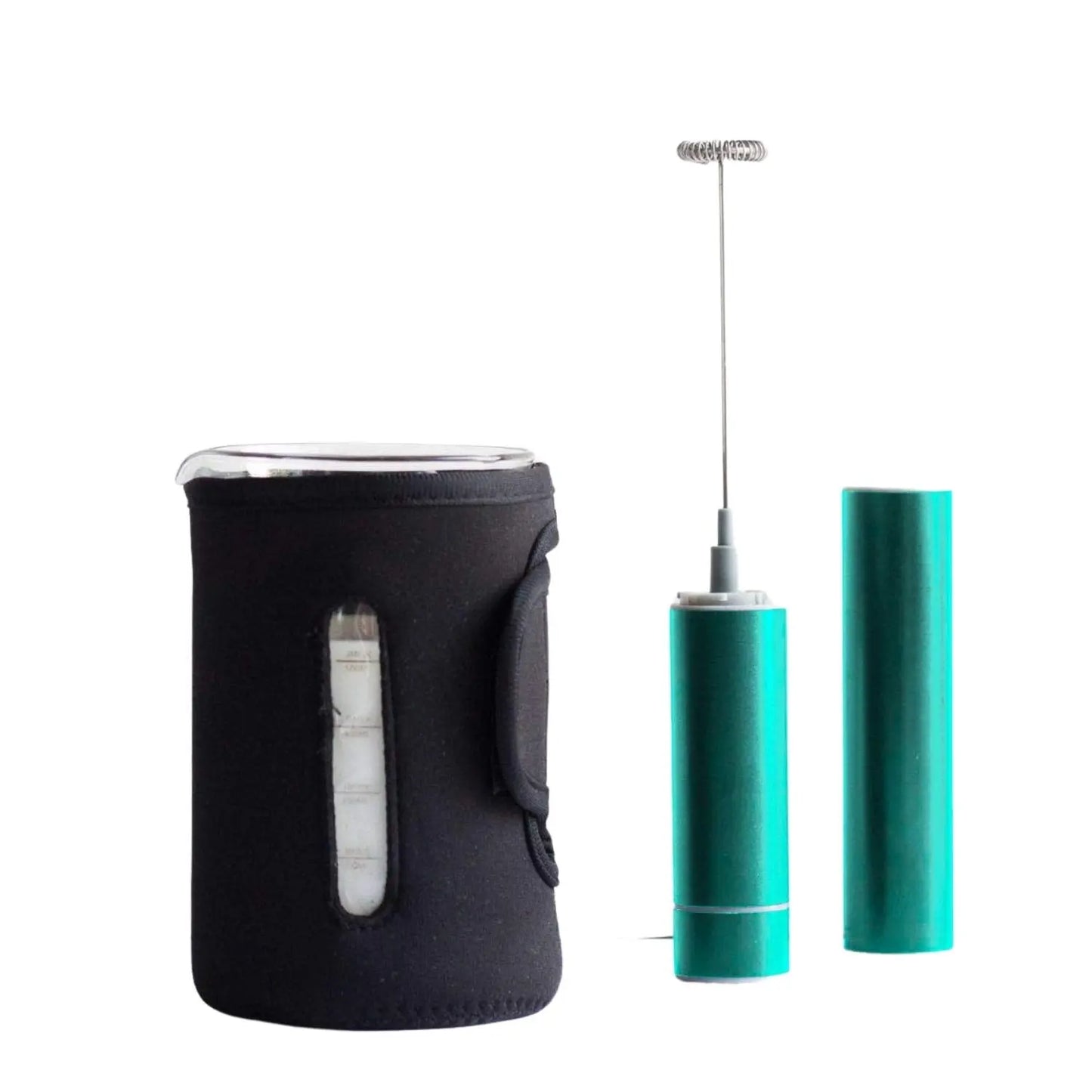 InstaCuppa Travel Milk Frother Rechargeable and Borosilicate Glass Frothing Pitcher 600 ML Combo  Green