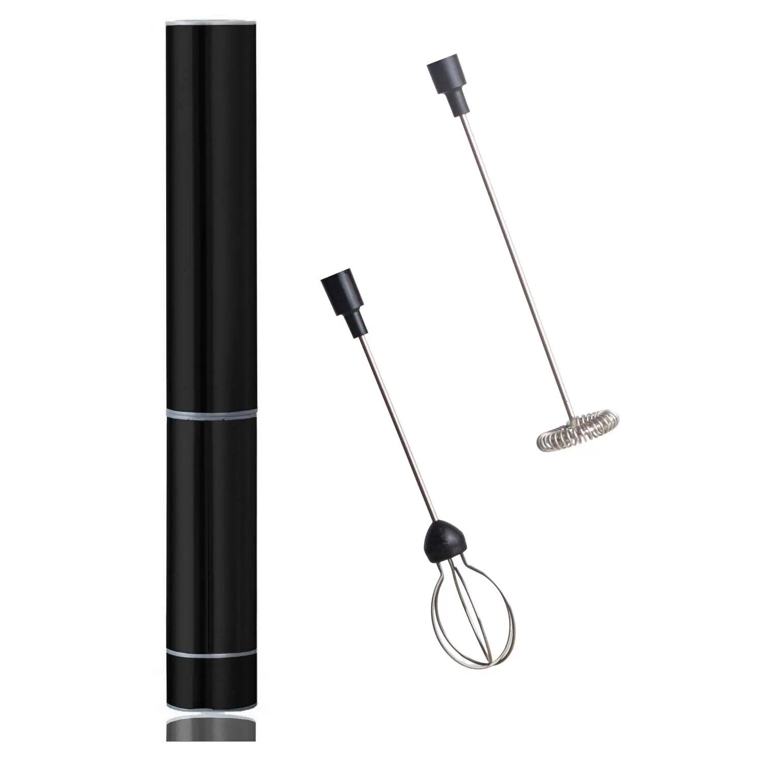 InstaCuppa Travel Milk Frother with 2 Whisks Handheld Battery Operated Electric Whisker, Foam Maker, Coffee Beater with Stainless Steel Travel Casing  Black