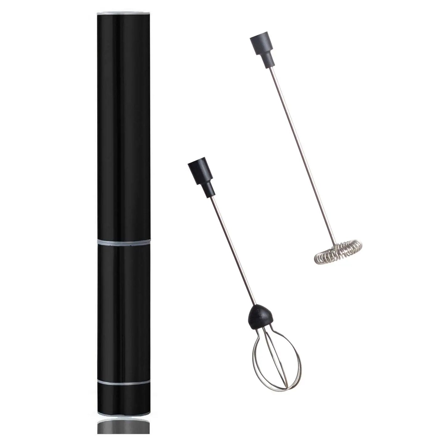 InstaCuppa Travel Milk Frother with 2 Whisks Handheld Battery Operated Electric Whisker, Foam Maker, Coffee Beater with Stainless Steel Travel Casing  Black