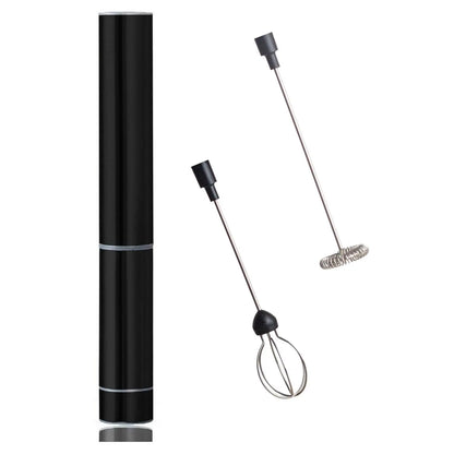 InstaCuppa Travel Milk Frother with 2 Whisks Handheld Battery Operated Electric Whisker, Foam Maker, Coffee Beater with Stainless Steel Travel Casing  Black