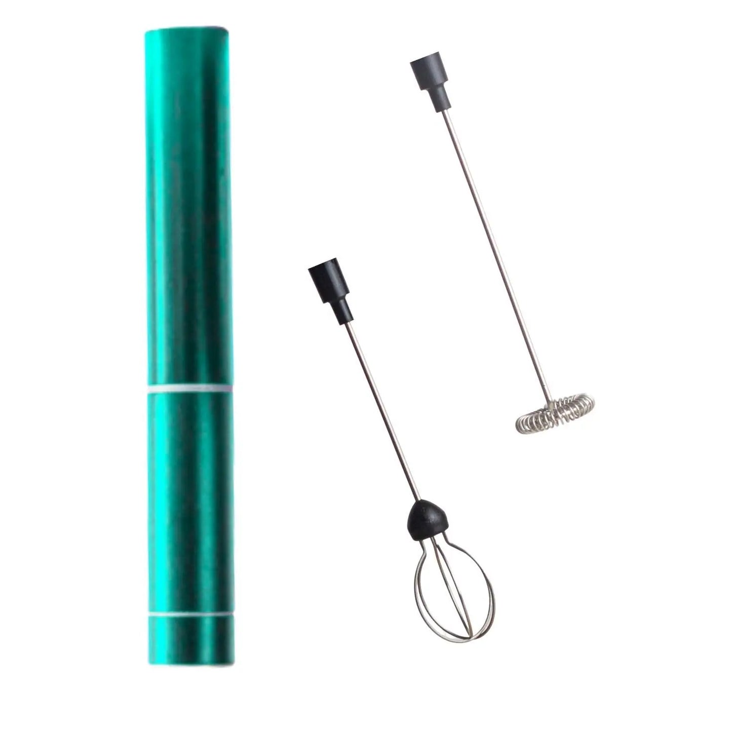 InstaCuppa Travel Milk Frother with 2 Whisks Handheld Battery Operated Electric Whisker, Foam Maker, Coffee Beater with Stainless Steel Travel Casing  Green