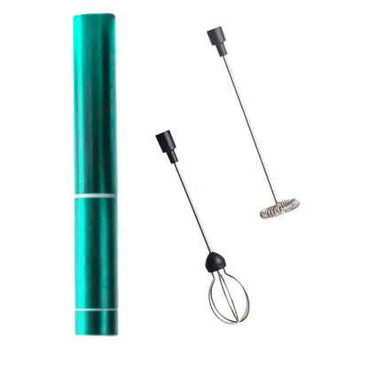 InstaCuppa Travel Milk Frother with 2 Whisks Handheld Battery Operated Electric Whisker, Foam Maker, Coffee Beater with Stainless Steel Travel Casing  Green