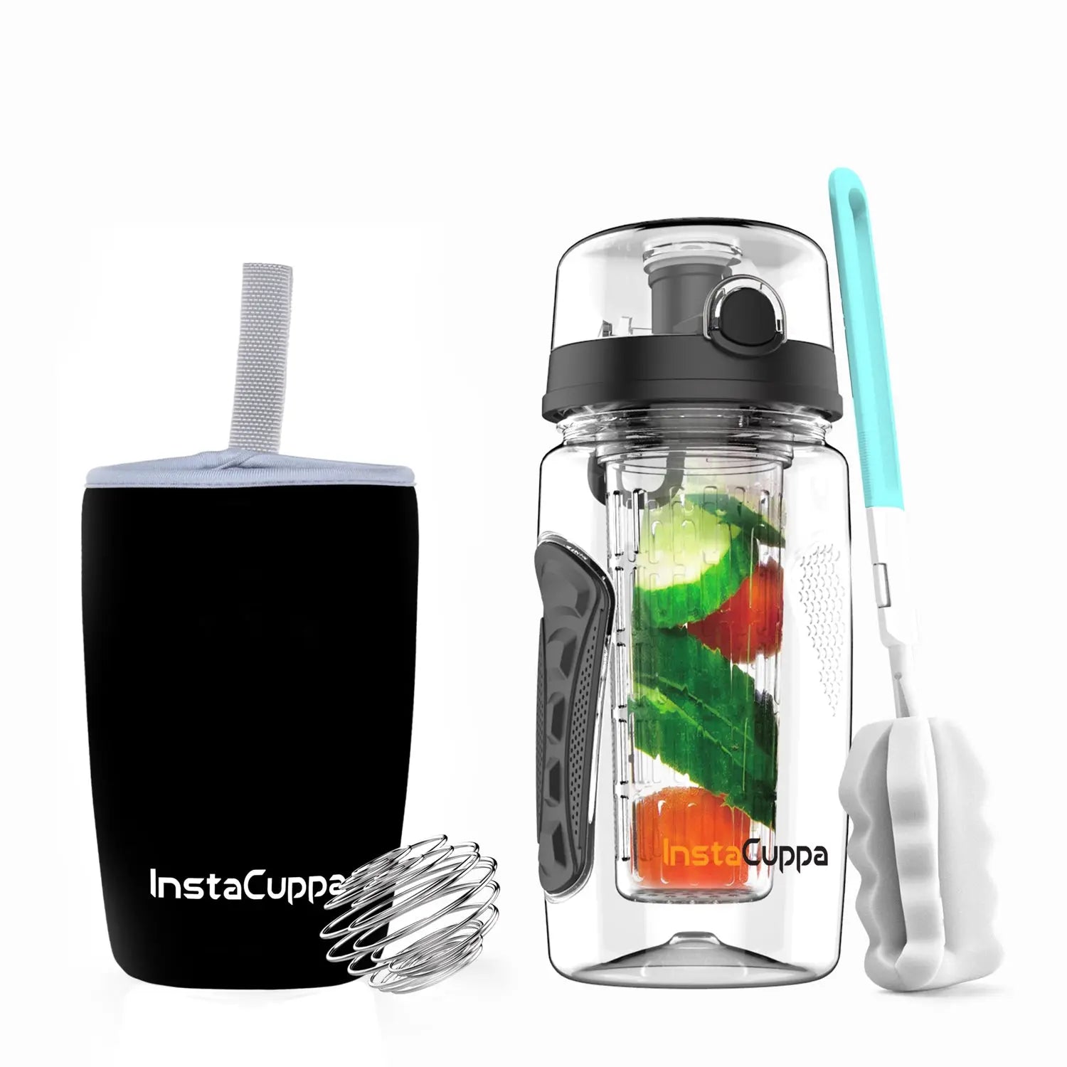 InstaCuppa InstaCuppa Tritan Fruit Infuser Water Bottle with Full - Black / 700 ML