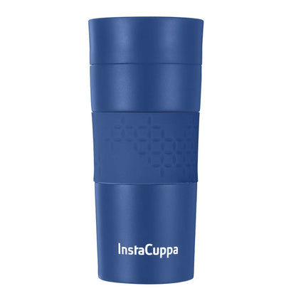 InstaCuppa Vacuum Insulated Travel Mug, Stainless Steel Double Walled Thermos for Hot or Cold Coffee, Tea, Spill and Leak Proof with Anti-Slip Grip, Tumbler with Flip-Top Sipper Lid, 470 ML, Black  350 ML / Navy Blue