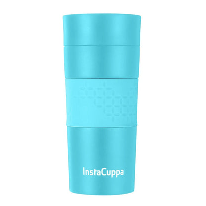 InstaCuppa Vacuum Insulated Travel Mug, Stainless Steel Double Walled Thermos for Hot or Cold Coffee, Tea, Spill and Leak Proof with Anti-Slip Grip, Tumbler with Flip-Top Sipper Lid, 470 ML, Black  350 ML / Green