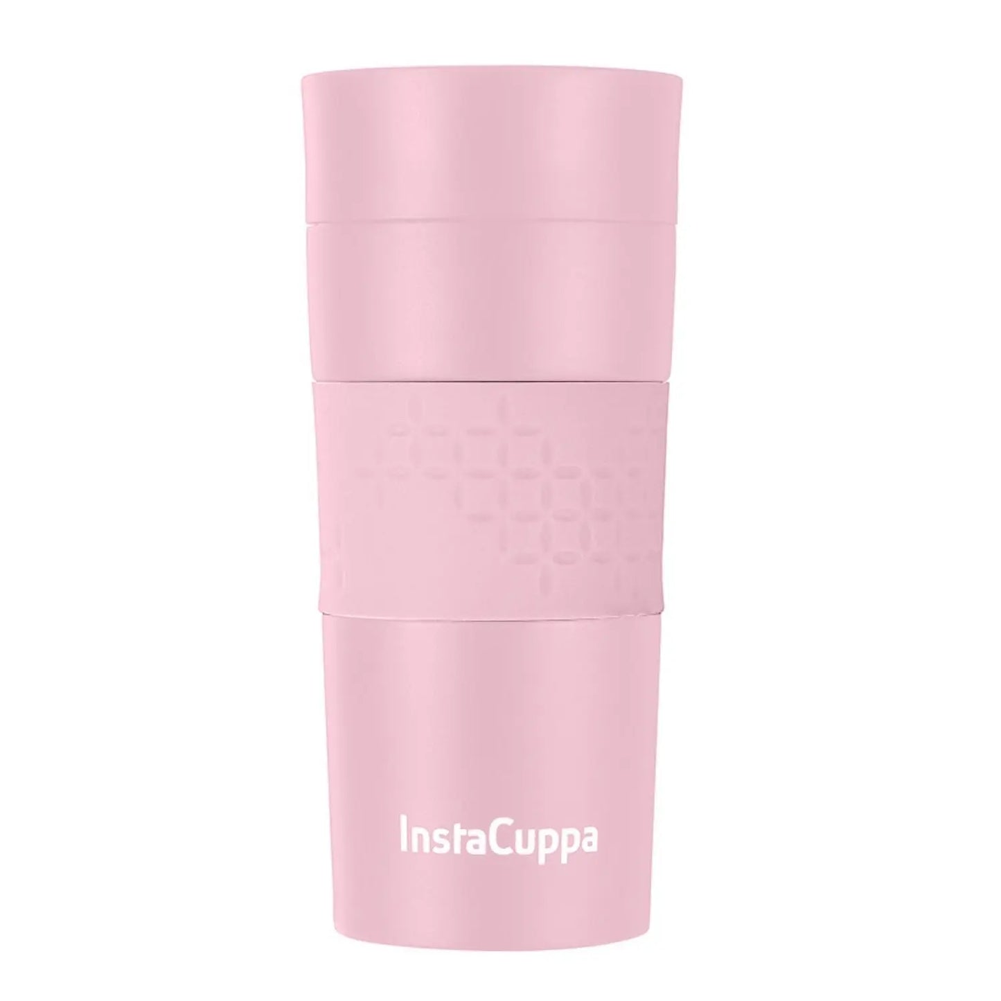 InstaCuppa Vacuum Insulated Travel Mug, Stainless Steel Double Walled Thermos for Hot or Cold Coffee, Tea, Spill and Leak Proof with Anti-Slip Grip, Tumbler with Flip-Top Sipper Lid, 470 ML, Black  350 ML / Pink