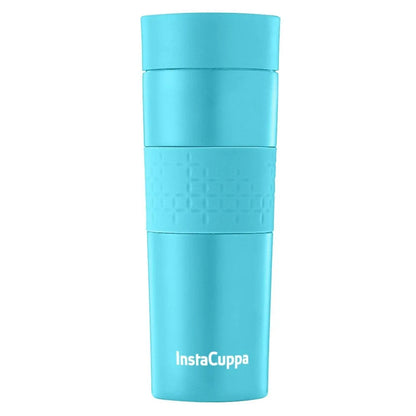 InstaCuppa Vacuum Insulated Travel Mug, Stainless Steel Double Walled Thermos for Hot or Cold Coffee, Tea, Spill and Leak Proof with Anti-Slip Grip, Tumbler with Flip-Top Sipper Lid, 470 ML, Black  470 ML / Green