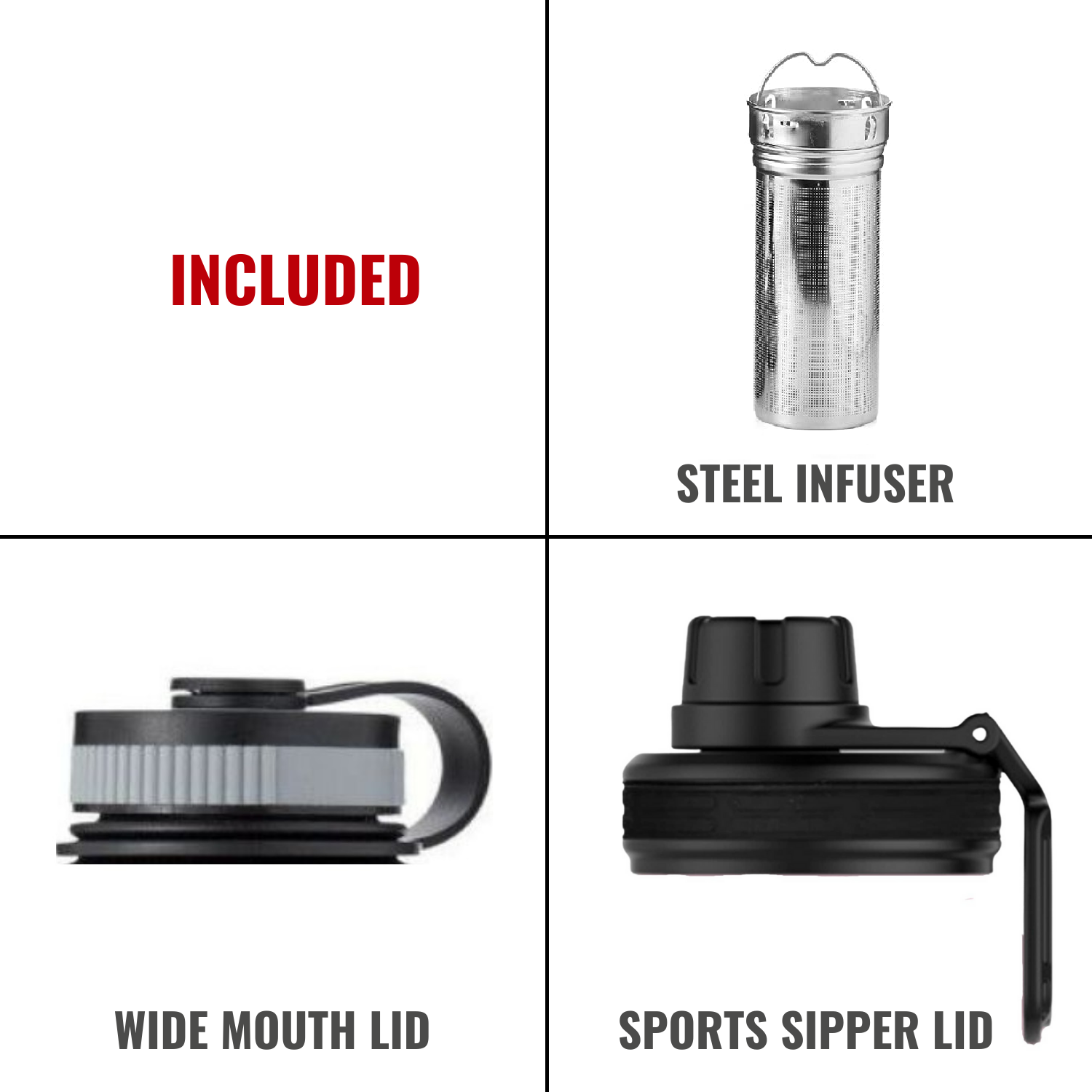 InstaCuppa Stainless Steel Thermos Green Tea Infuser Bottle with Clever 2 in 1 Infusion Unit,