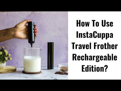 InstaCuppa Travel Milk Frother Rechargeable and Borosilicate Glass Frothing Pitcher 600 ML Combo
