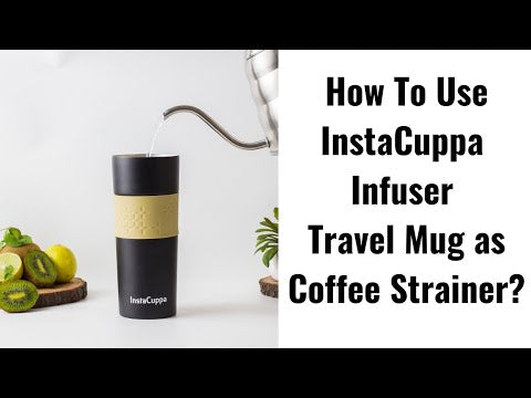 InstaCuppa Thermos Tea Infuser Travel Mug - Stainless Steel Infusion Unit, Double Walled Vacuum Insulation, Sipper Lid, Silicone Grip