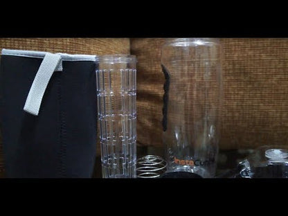 InstaCuppa Tritan Fruit Infuser Water Bottle with Full Length Infuser, Flip Top Sipper Lid, Neoprene Sleeve, Detox Recipes eBook