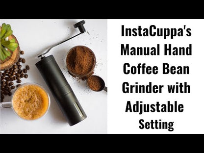 InstaCuppa Manual Coffee Grinder Ceramic Burr with 18 Adjustable Bean Grind Settings - Fresh Grind for South Indian Filter Coffee, Moka Pot, French Press, Pour Over, Cold Brew – Portable & Easy to Clean - InstaGrind Manual Classic